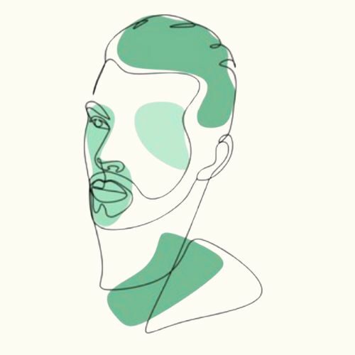 le visage d'un homme regardant vers la gauche